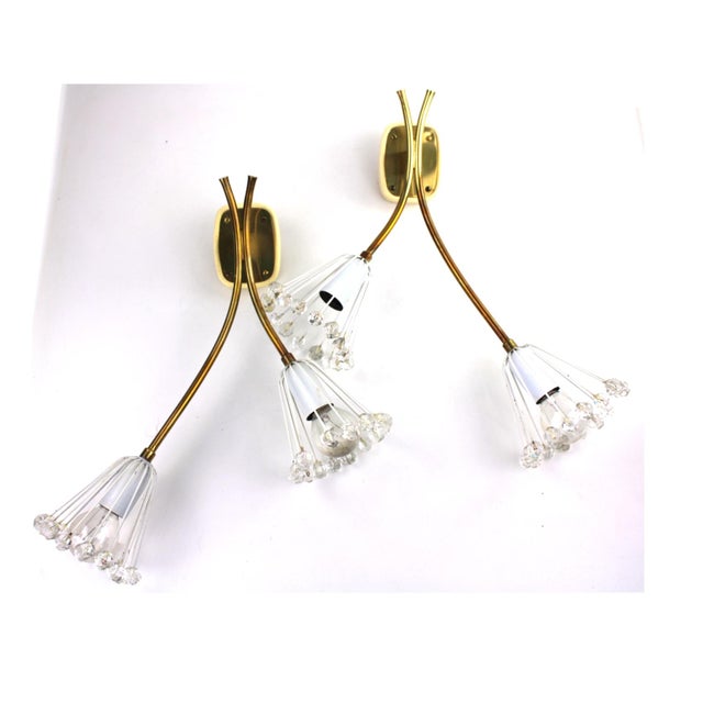 Pair of brass lamps by Nikoll with delicate decorative elements, white lacquered, each with 2 E14 sockets, I have official...