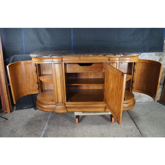 2010s Thomasville Italian Hills of Tuscany Bibbiano Demilune Marble Top Burl Sideboard For Sale - Image 5 of 13