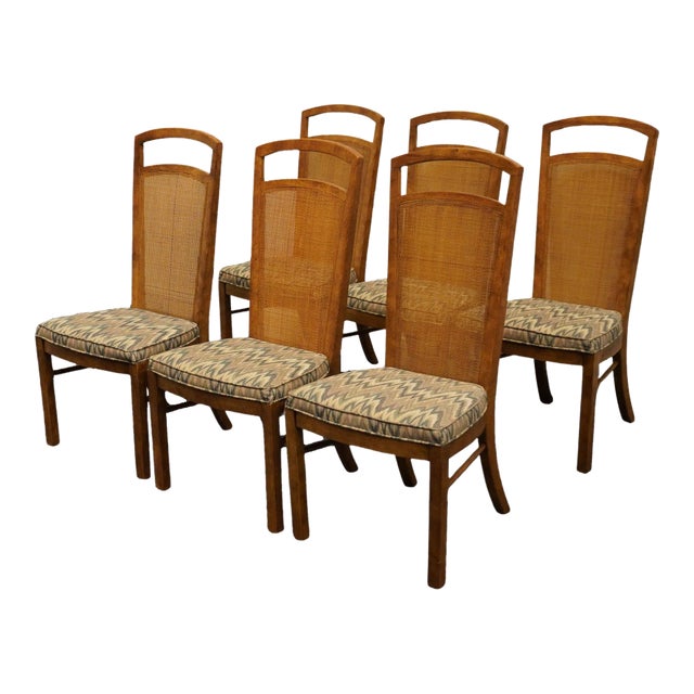 Set of 6 Drexel Heritage Rustic European Style Cane Back Dining Side Chairs For Sale