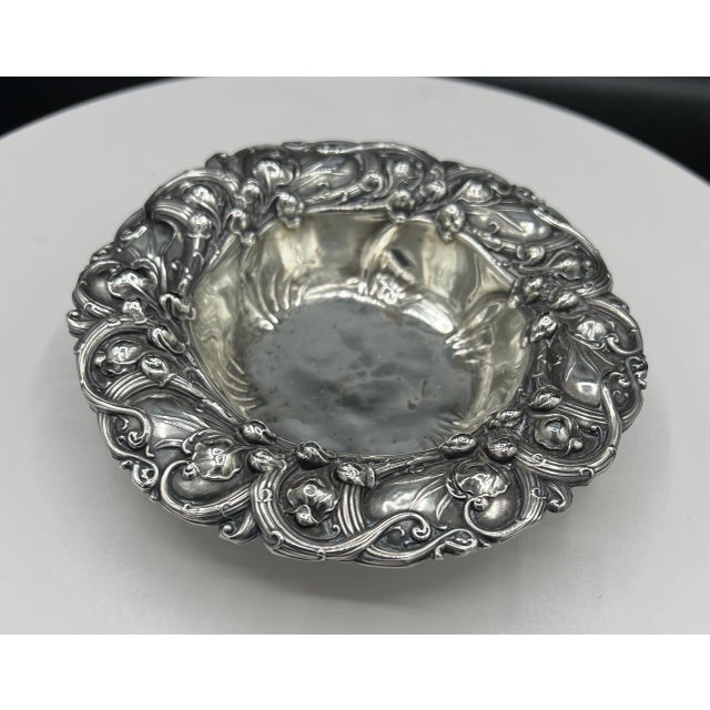 Sterling Silver " Lilly of the Valley " Bon Bon Dish by Whiting Division For Sale - Image 10 of 12