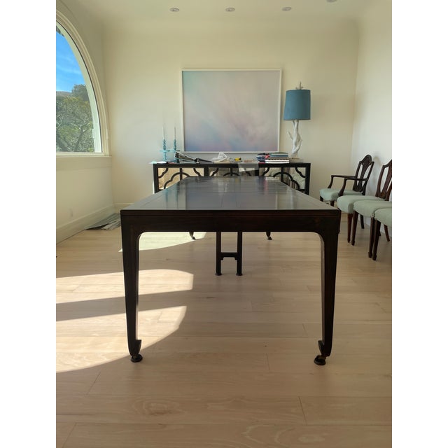 Wood 1960s Attributed to Michael Taylor for Baker Pagoda-Style Extension Dining Table For Sale - Image 7 of 7