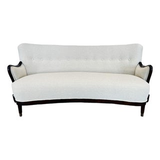 1940s Danish Modern Sofa by Alfred Christensen in Ivory Bouclé For Sale
