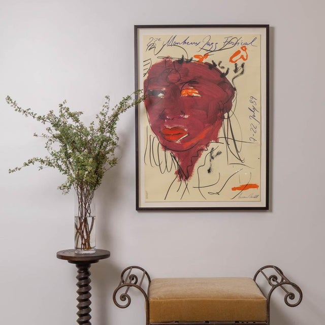 Original 1989 Montreux Jazz Festival lithographic poster designed by Swiss artist Luciano Castelli. Neo-expressionist...