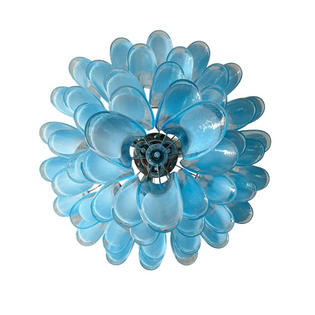 Murano Light Blue Opaline Glass Chandelier from Justfurnituress SRL For Sale - Image 11 of 15
