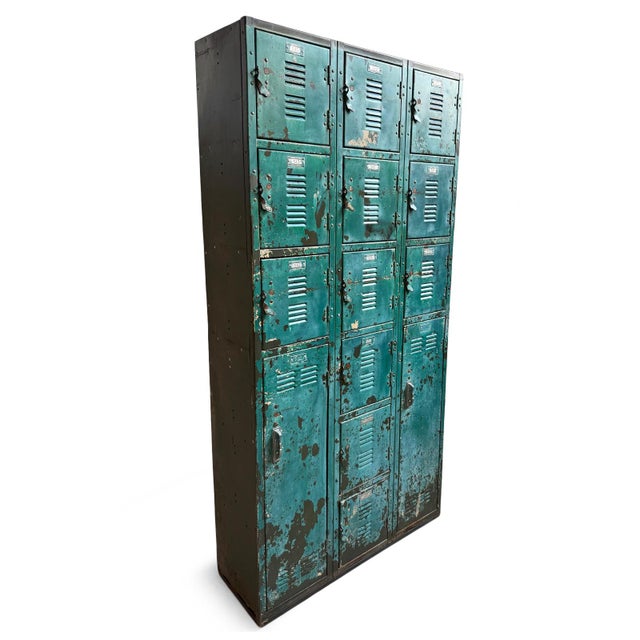Industrial Vintage Industrial Iron Locker Storage Cabinet For Sale - Image 3 of 6