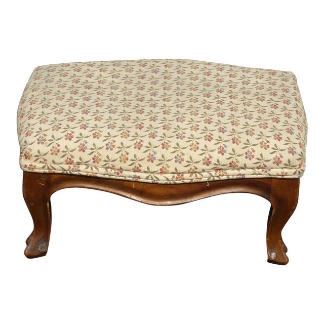 Vintage French Country Provincial Tan Floral Footstool Made in Italy ...