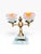 1950s Art Nouveau Style Double Arm Table Lamp With Frosted Floral Shaped Art Glass Shades For Sale - Image 4 of 15
