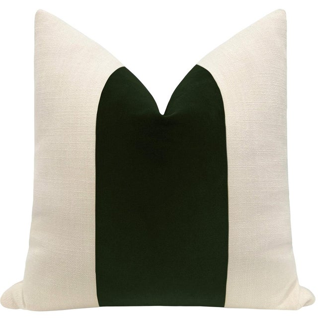 Beautiful pair of custom-made, natural linen pillows with a Fern Designer Velvet center and solid natural linen reverse....