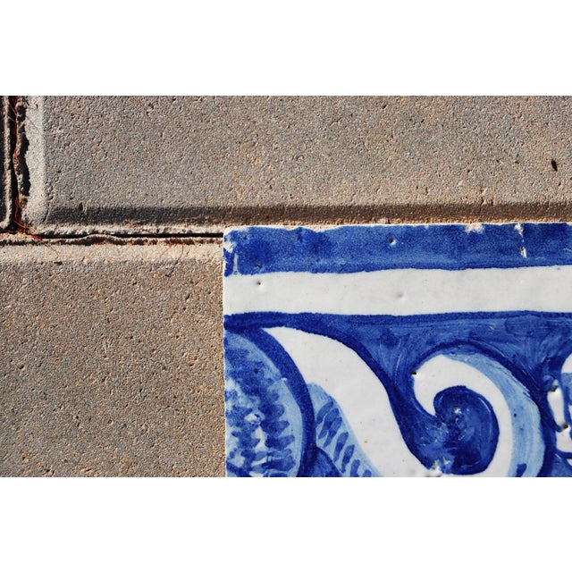 18th Century 18th Century Portuguese Tile Angel Wing Fragment Blue & White Antique Hand Painted For Sale - Image 5 of 8