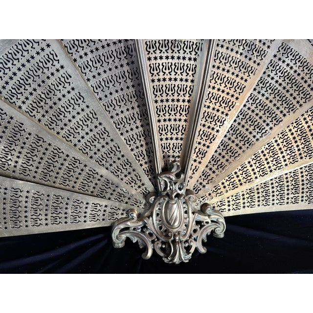 19th C French Louis XVI Gold Gilt Bronze Fireplace Screen 1 Pc For Sale - Image 12 of 16