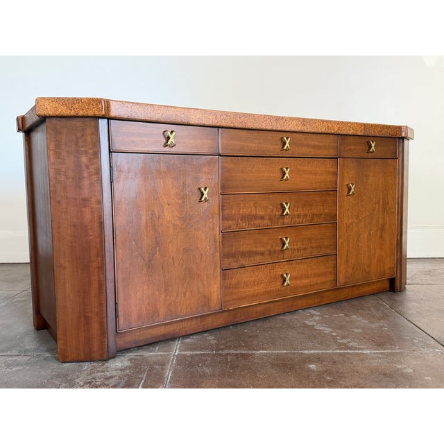 Wood Mid Century Paul Frankl Cork Credenza For Sale - Image 7 of 13