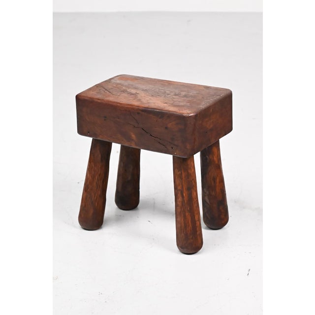 Spanish Handmade Stool in Wood | Chairish