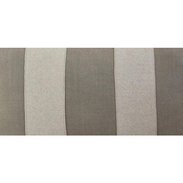 Cabin French Taupe and Cream Appliqué Stripes Wool & Linen Feather/Down Pillow For Sale - Image 3 of 6