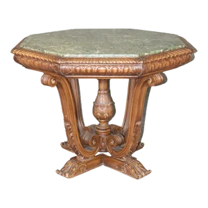 Octagonal Marble Top Carved Georgian Style Center Table