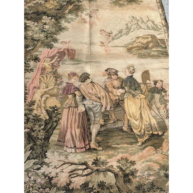 Vintage Mid-Century French Tapestry – L’Embarquement pour Cythère Beautiful mid-20th-century French-style tapestry, woven...