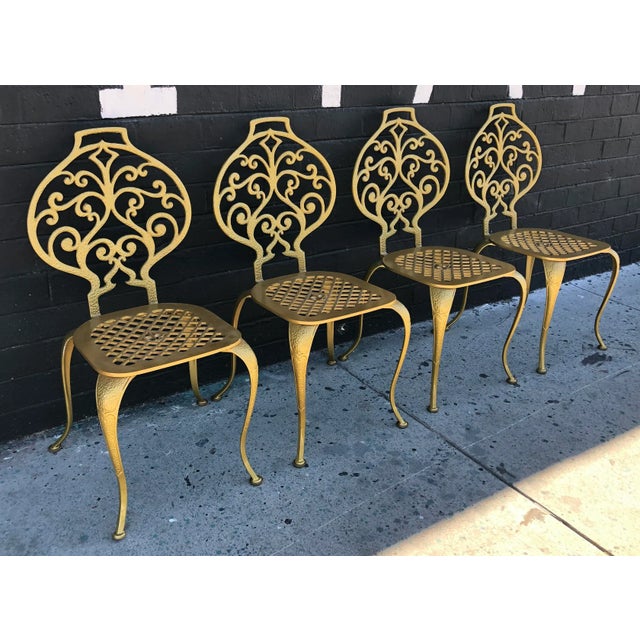 Set of 4 Gold Leafed Thinline Mfg Dining Chairs For Sale In Los Angeles - Image 6 of 10