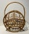 1960s Italian Magazine Holder Bamboo & Rattan Magazine Rack - charming rustic curly design pattern.