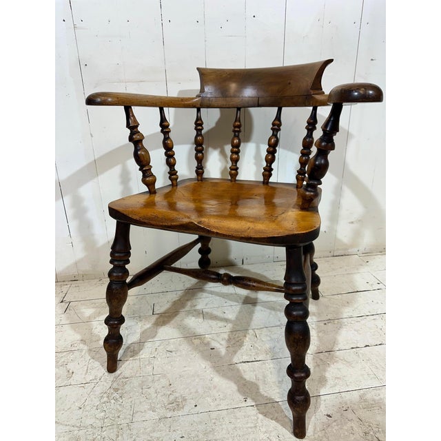 Victorian Elm and Birch Captain's Chair, England, 1880s For Sale - Image 13 of 13
