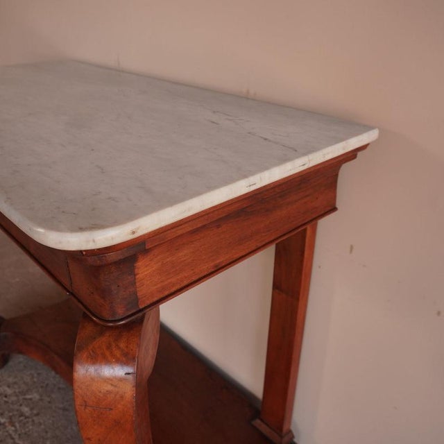 Wood Marble and Walnut Console Table For Sale - Image 7 of 18