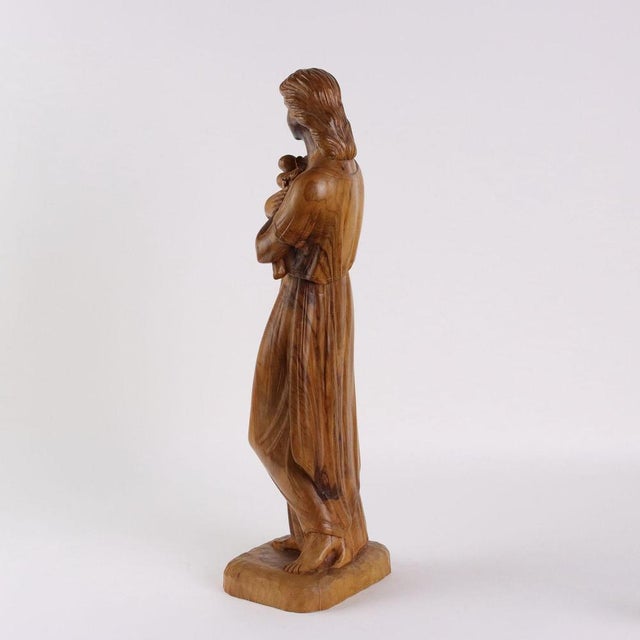 Wood Antique Sculpture in Olive Wood For Sale - Image 7 of 12