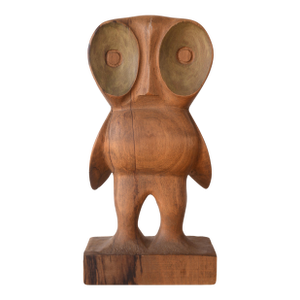 Vintage Don Shoemaker Hand-Carved Wooden Owl Sculpture