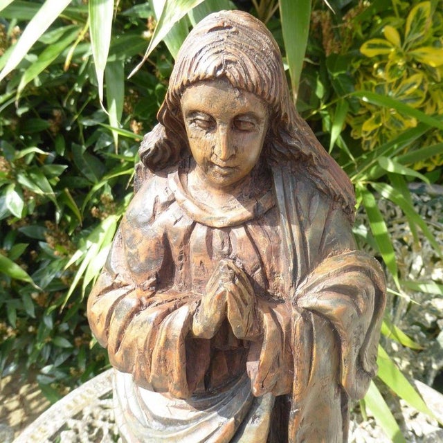 Antique Religious Carved Oak Saint Figure Statue, 1820 For Sale - Image 3 of 18