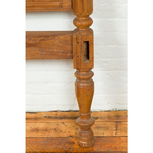 Mid 20th Century Indonesian Carved Scrolling Foliage & Petite Balusters Headboard For Sale - Image 9 of 11