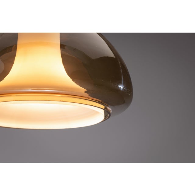 Hanging Lamp with Smoked Murano Glass and Opaline Inner Shade, 1960s For Sale - Image 11 of 14