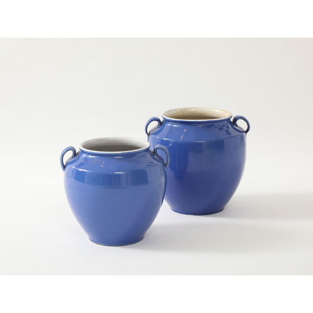 Blue Blue Pottery Urn With Handles, France Mid 20th C. For Sale - Image 8 of 10