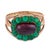 Traditional Mid 19th Century Georgian Cabochon Cut Garnet Emerald 10k Rose Gold Ring, Size 8 For Sale - Image 3 of 5