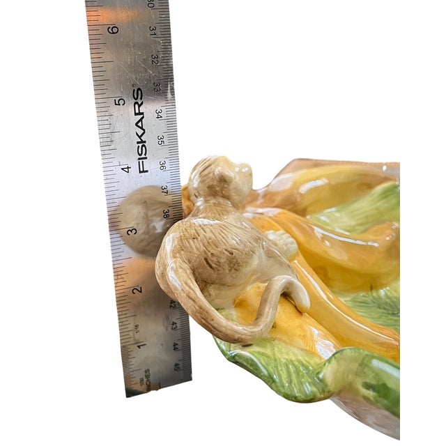 Vintage Kaldun & Bogle Zanzibar Majolica Monkey & Banana Leaf Platter, 10" For Sale - Image 14 of 14