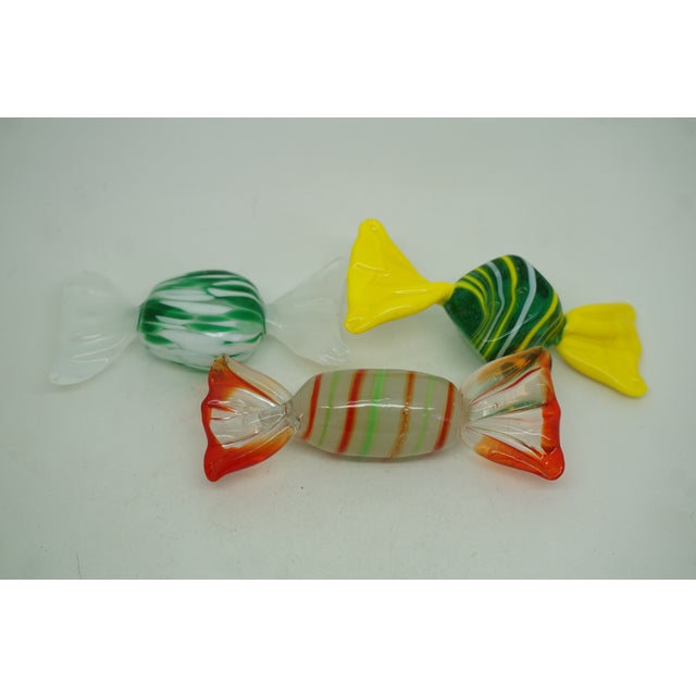 Vintage Set of 13 Murano Swirled Striped Art Glass Wrapped Candy Cane Ornaments For Sale - Image 15 of 15