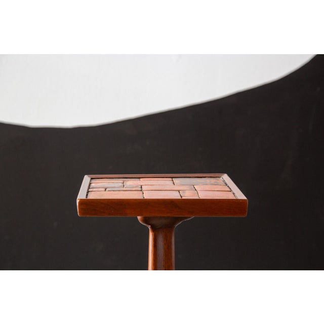 1960s Edward Wormley for Dunbar Janus Snack Table Natzler Tiles Mid Century Modern For Sale - Image 9 of 12