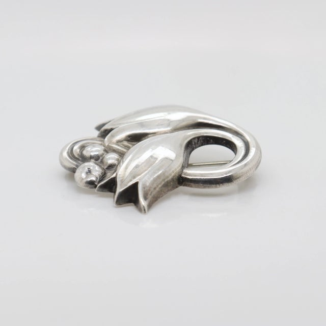Silver Vintage Georg Jensen Sterling Silver Tulip Brooch No. 100a For Sale - Image 8 of 12