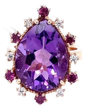 10.16 Carat Amethyst Garnet Diamond Rose Gold Cocktail Ring, Size 7
