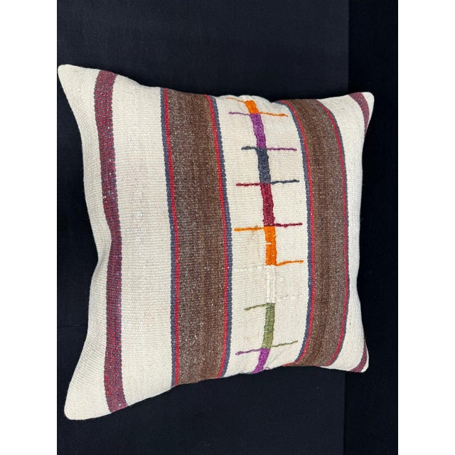 Turkish Hemp Pillow Cushion Natural Beige Brown Pillow Cushion Cover 24x24 For Sale - Image 4 of 4