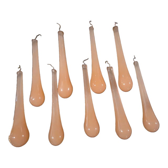 Pink Opaline Murano Glass Drops Set of Nine For Sale