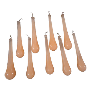 Pink Opaline Murano Glass Drops Set of Nine