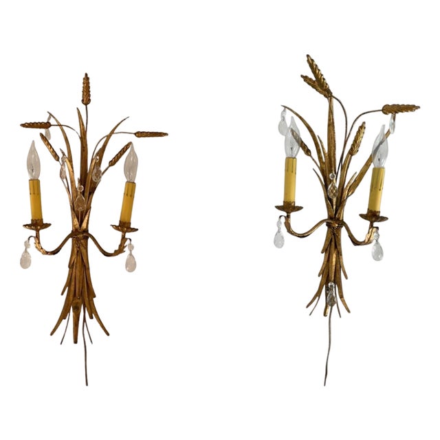 Mid 20th Century Italian Wheat Sconces - A Pair For Sale