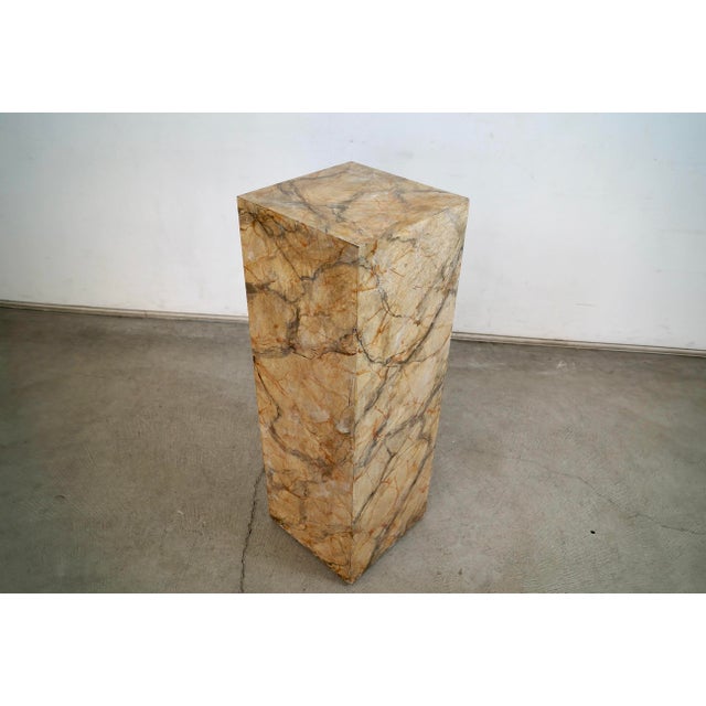Mid-Century Modern 1970’s Postmodern Faux Marble Pedestal Column For Sale - Image 3 of 12