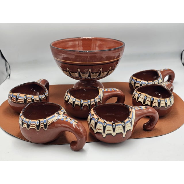 Ceramic Punch Set, Bulgaria, 1970s, Set of 7 For Sale - Image 4 of 7