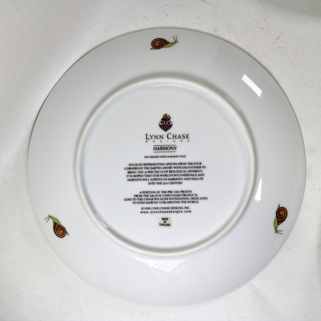 1990s Lynn Chase Harmony Animal Salad Dessert Plates 24k Gold Trim - Set of 4 For Sale - Image 10 of 12