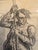 A refined vintage graphite figure study depicting a dynamic male figure grasping a rope, suggestive of a nautical theme....