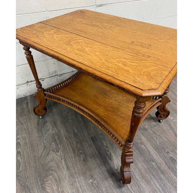 Antique Victorian Eastlake Solid Oak Hall Table Console Table Library Table For Sale - Image 15 of 17