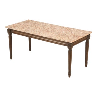 French Coffee Table in Louis XVI Style With Marble Top For Sale
