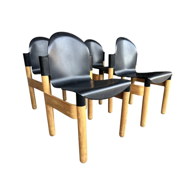 Mid-Century Modern Set of 4 Sculptural Thonet Flex Chairs by Gerd Lange in Birch & Black For Sale - Image 3 of 12
