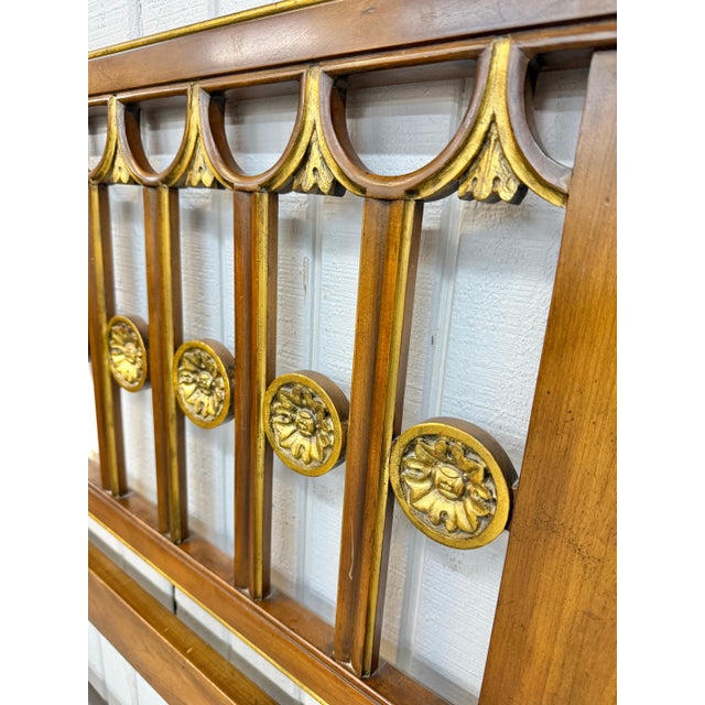 Wood Vintage Baker Furniture Hollywood Regency Walnut King Size Headboard For Sale - Image 7 of 8