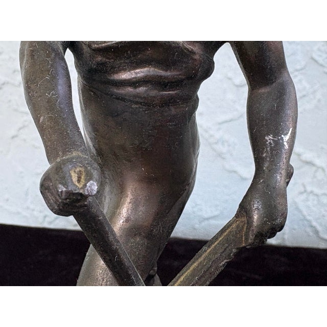 Early 20th Century Bronze-Tone Blacksmith Figure Sculpture on Stepped Base For Sale - Image 10 of 10
