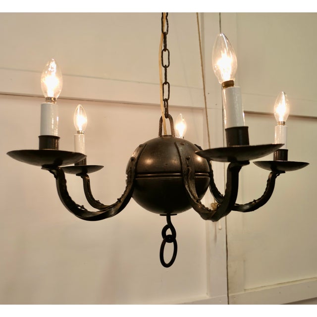 Gothic Iron and Wood Chandelier, 1920s For Sale - Image 3 of 13