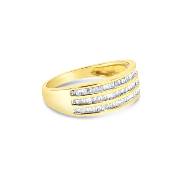 Contemporary Baguette Diamond Wedding Band .50cttw 10K Yellow Gold, Size 4 For Sale - Image 3 of 3